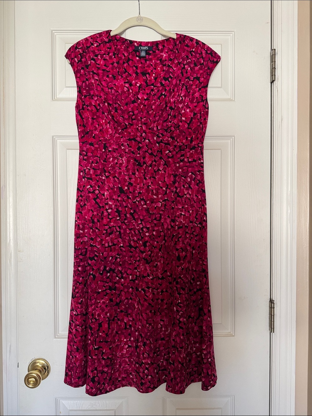 Chaps Fuchsia-Pink Patterned Midi Dress